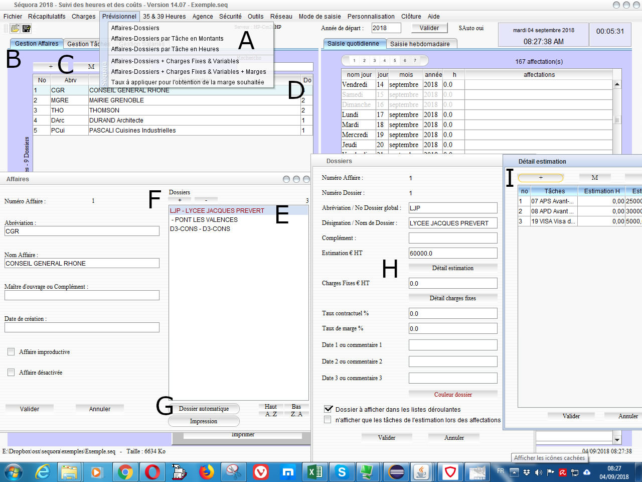 Prévisionnels de la gestion des temps passés et du pointage des heures mac et pc