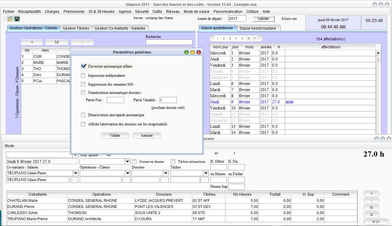 nouvelle version de la gestion des temps passés Séquora V13.04