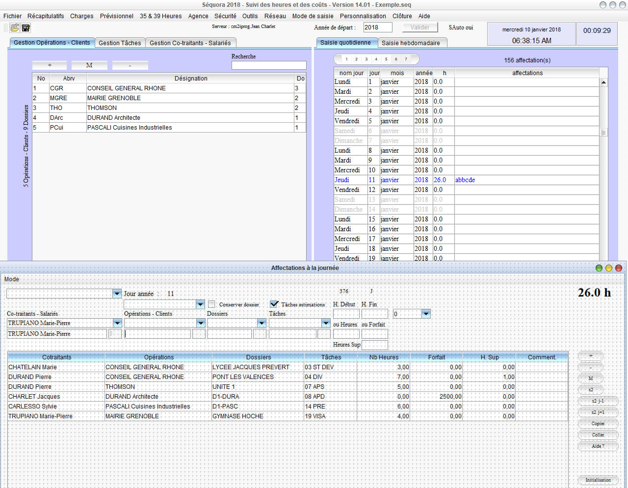 nouvelle version 2018 du pointage des heures Séquora V14.01 mac et pc