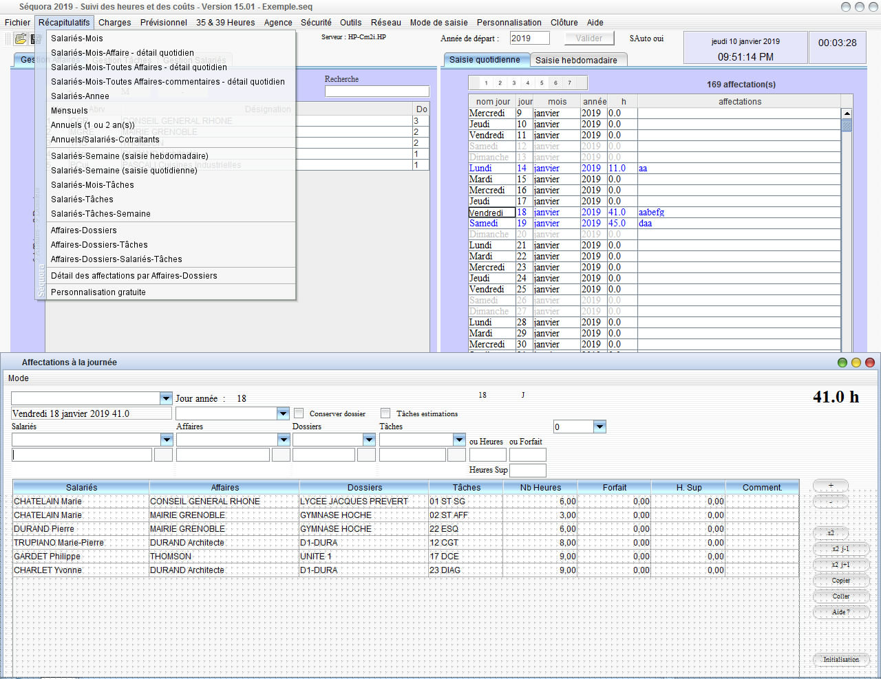 nouvelle version 2019 du logiciel de pointage des heures et gestion des temps Séquora pour mac et pc