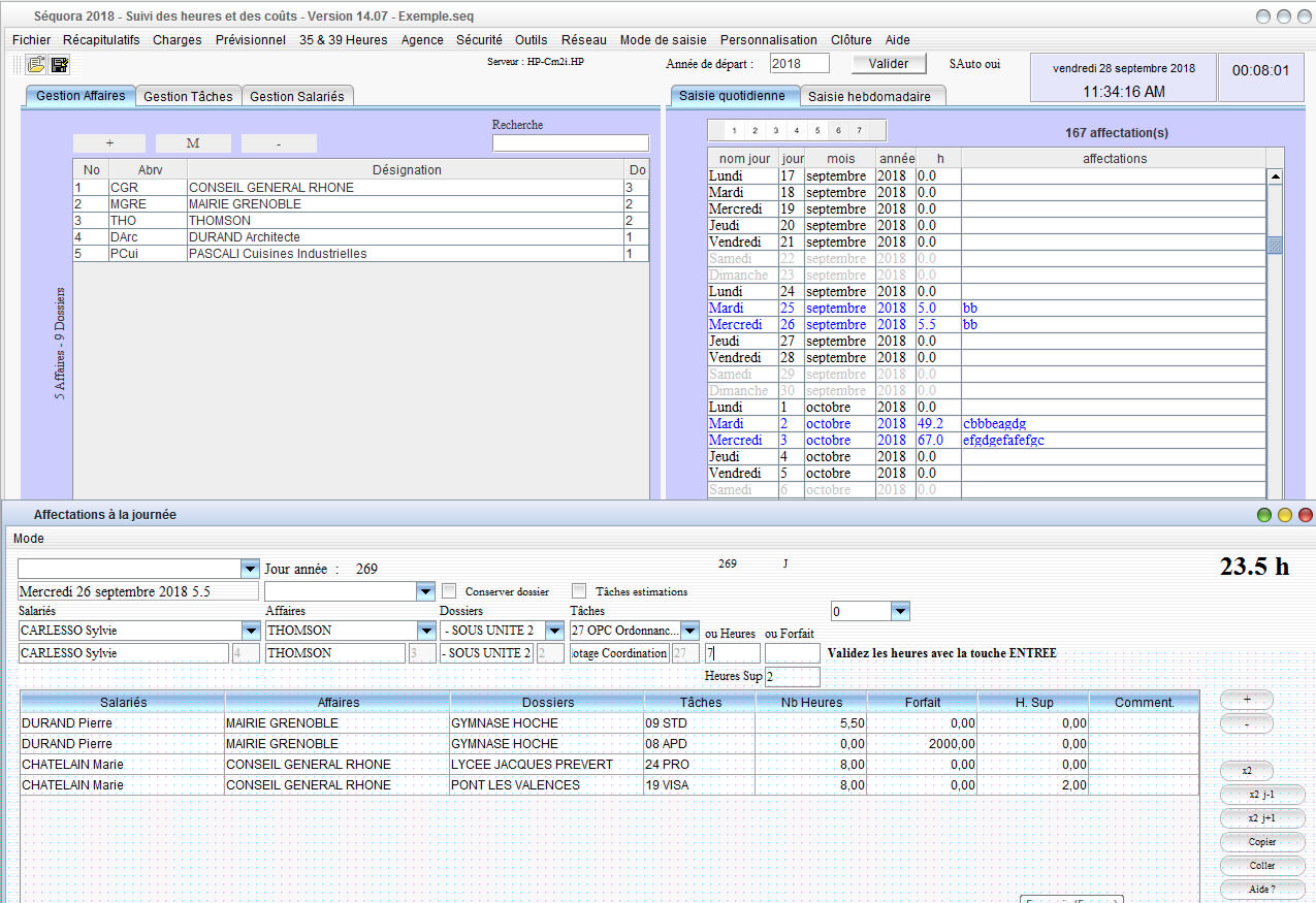Saisie des heures ou des jours dans la gestion des temps passés Séquora Mac et PC Saisie des heures ou des jours dans la gestion des temps passés Séquora Mac et PC